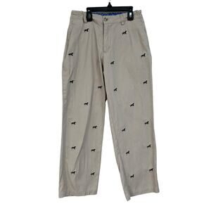 J. Bailey Boys Tan & Navy Dog Print 100% Cotton Khaki Pants 10 AS IS